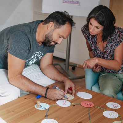 Coachingsituation mit Carolyn Waldmüller und einem Kunden